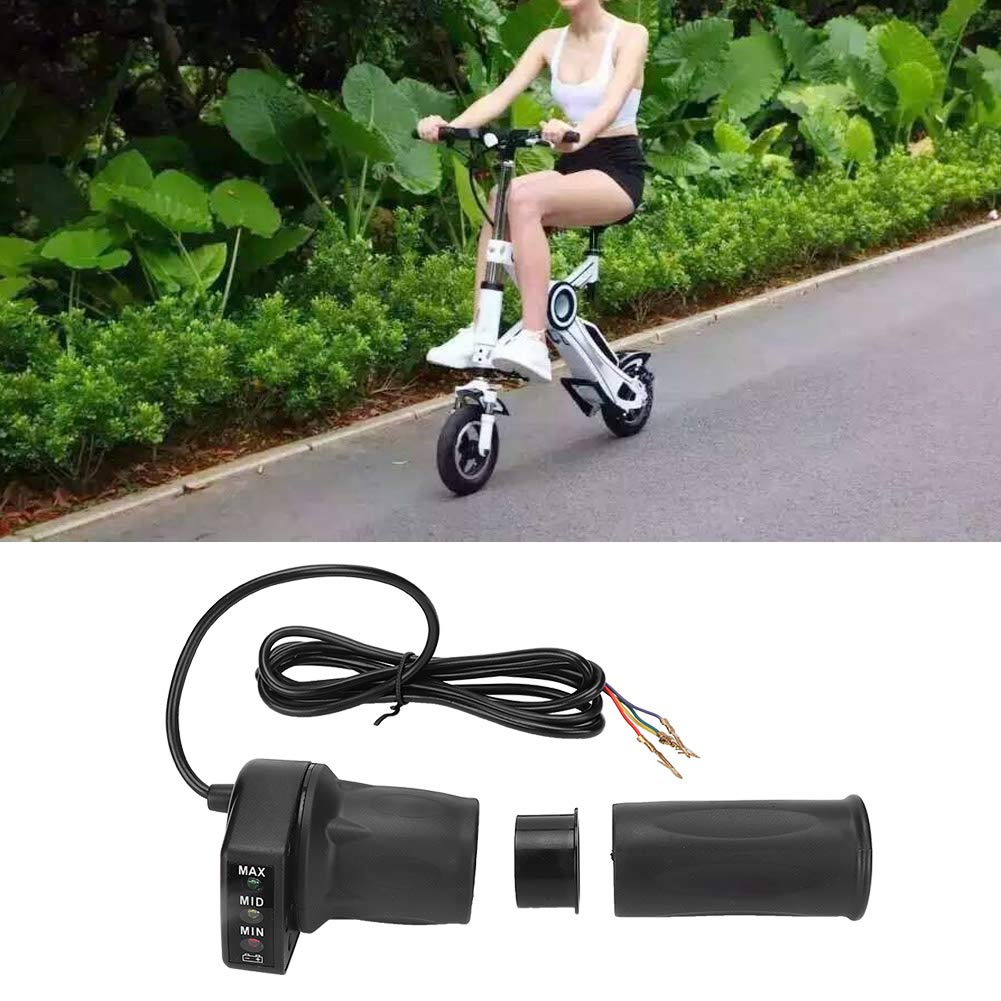 Acceleratore Per Bici Elettrica da 36 V, Acceleratore a Mezza Rotazione Per Bici con Indicatore di Batteria Per Mini Scooter Elettrici Pieghevoli