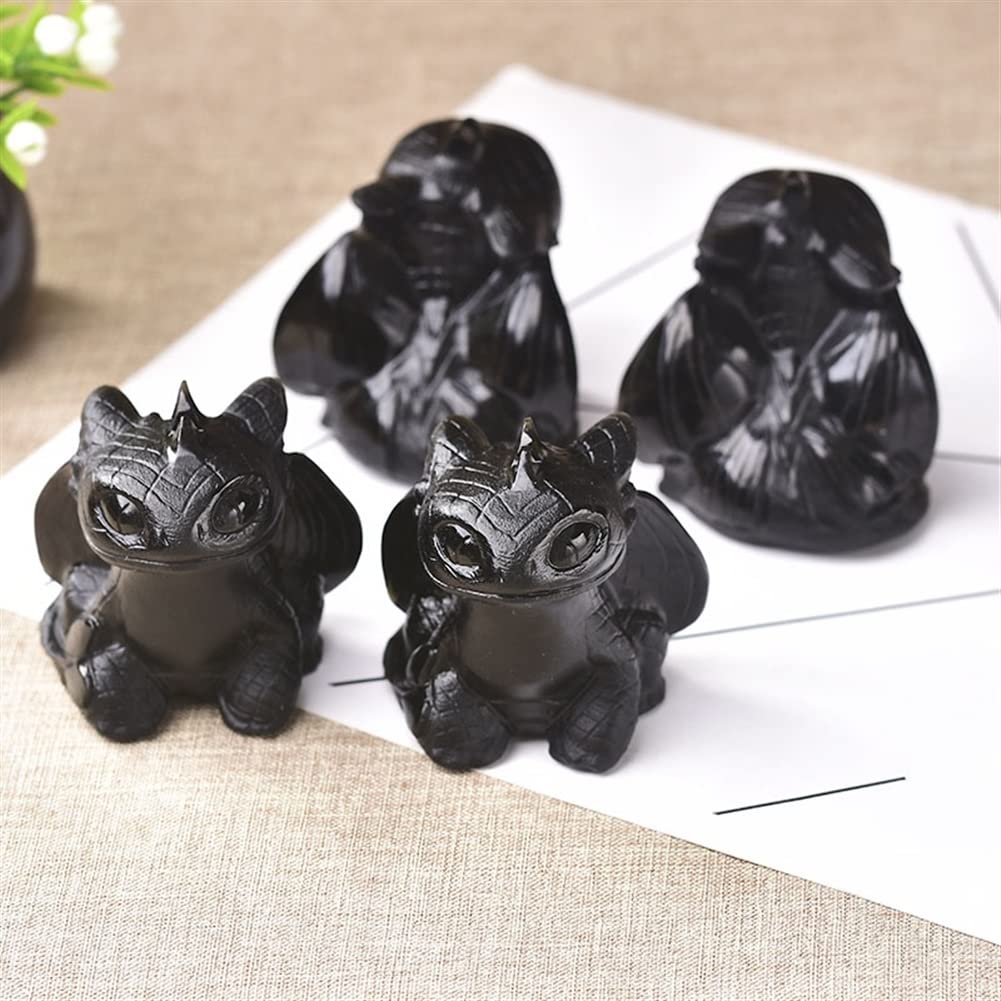 lleno de textura Decoración de cristal Obsidiana natural Cuarzo Muñeca Dragón Cristal tallado a mano Regalo Artesanía Decoración del hogar Arte Figura coleccionable Decoración del hogar Hermosos regal