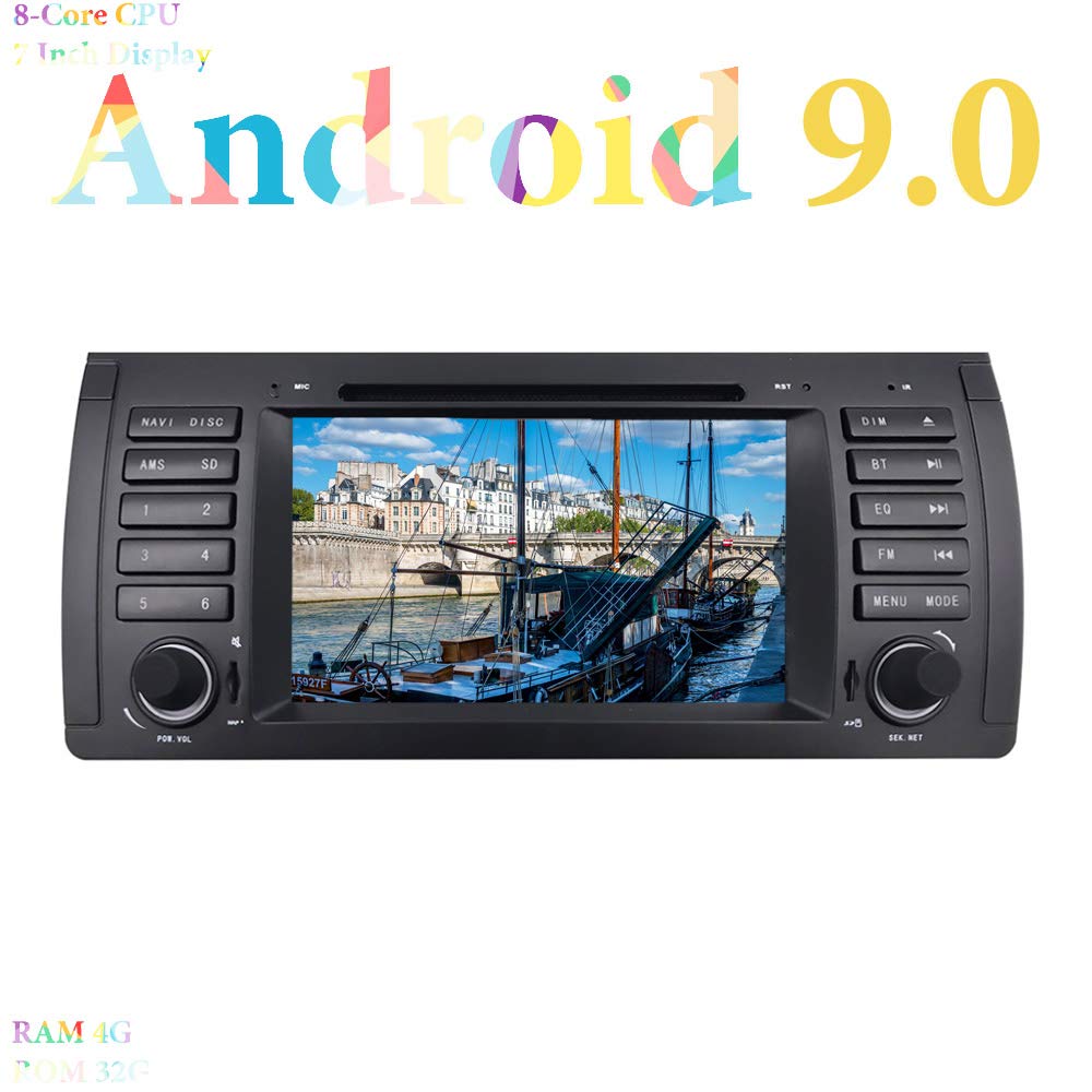 Android 9.0 Autoradio in-Dash Voiture Radio 8 Core 7" RAM 4G ROM 32G Car Radio avec Lecteur de DVD pour BMW 5-E39/BMW X5-E53 (Autoradio)