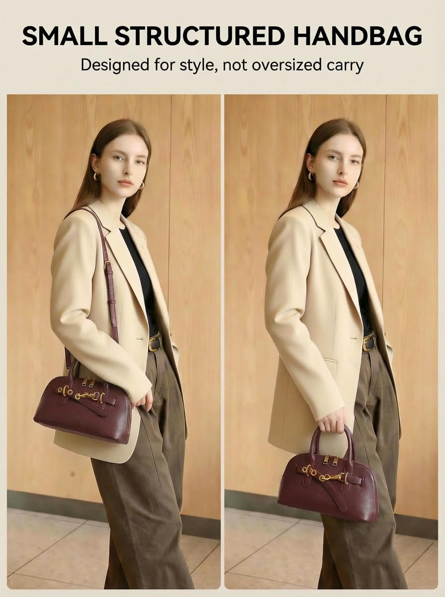 Small Genuine Leather Crossbody Bags for Women Top Handle Satchel Shoulder Purse Handbags - Image 4