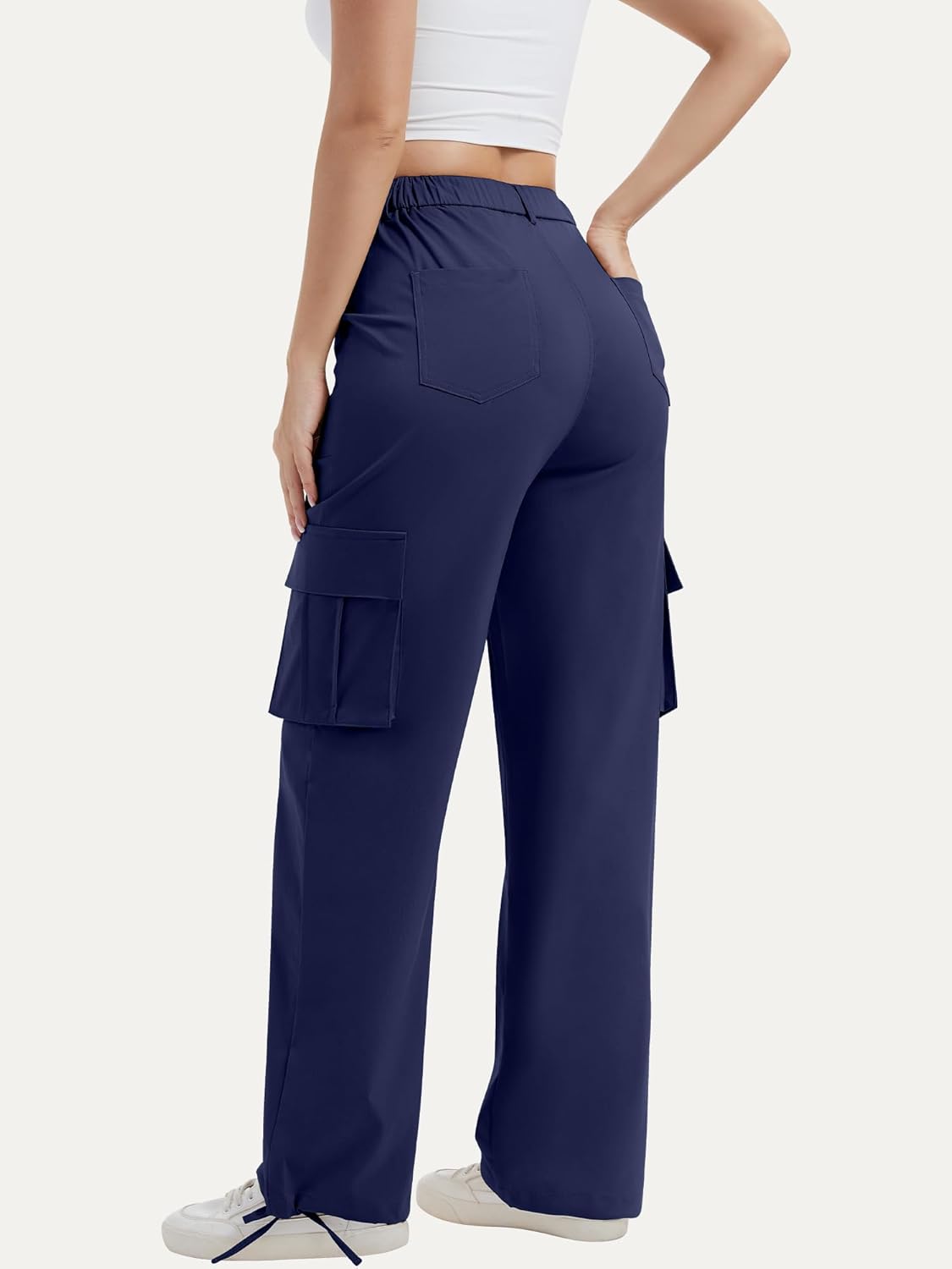 AVAMO Cargo Pants for Women with Pockets High Waist Lightweight Stretchy Hiking Casual Streetwear Baggy Wide Leg Pants - Image 2