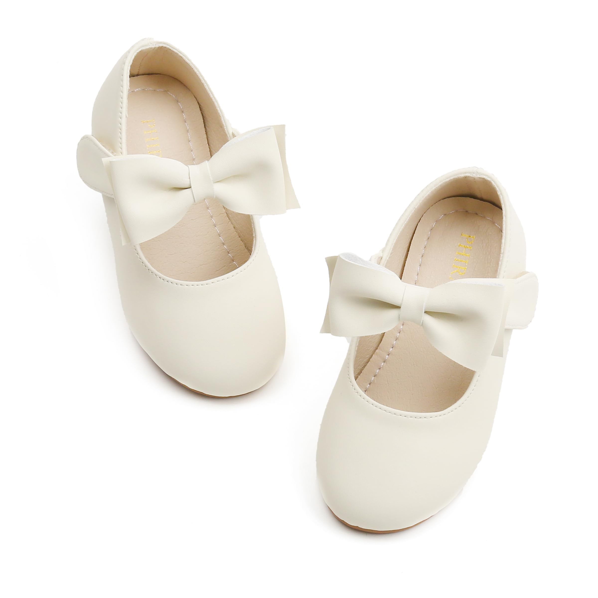 PHIRAMIN Toddler Flower Girl Dress Shoes - Little Girl Mary Janes Flats Wedding