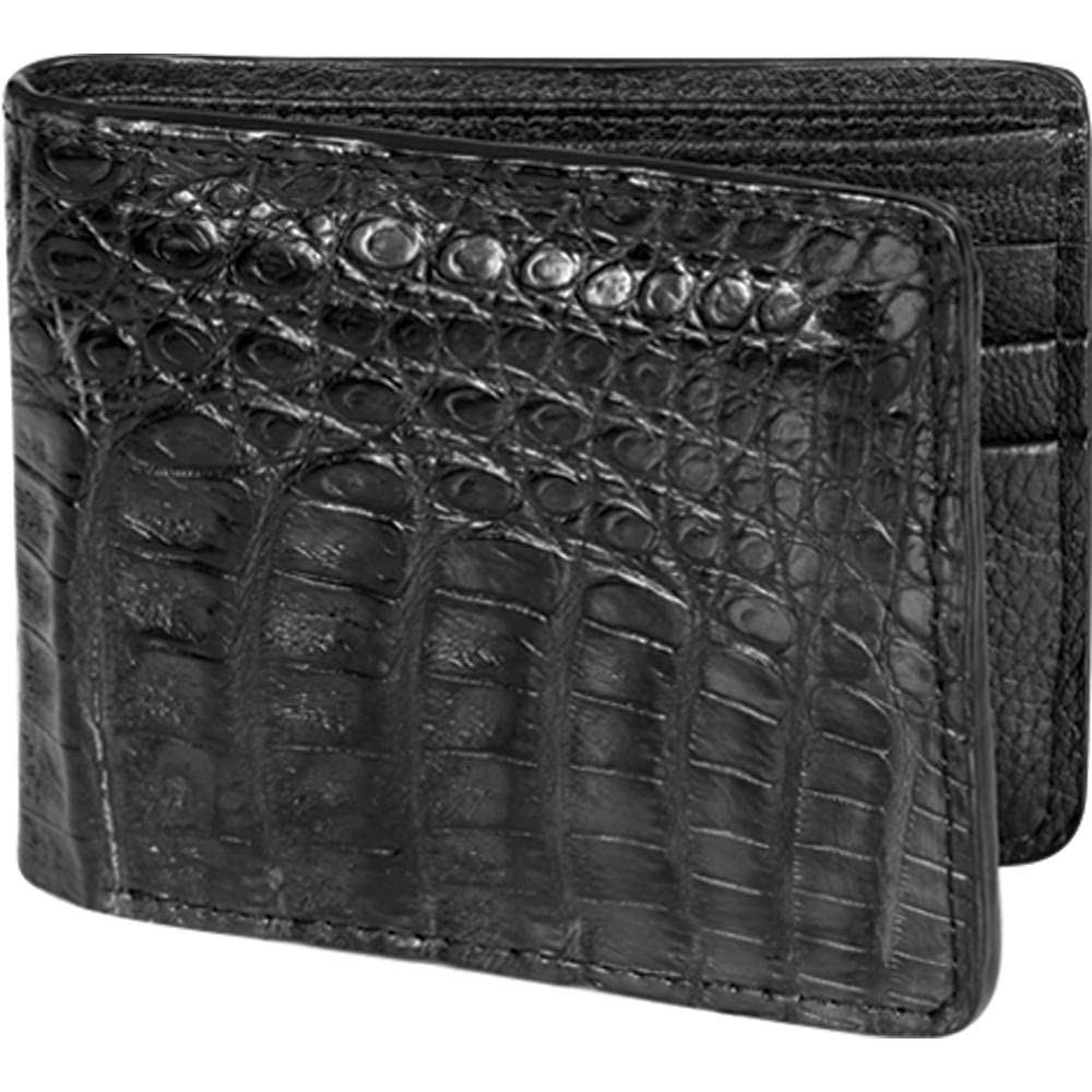 White Diamonds Boots Wallets Men's Exotic Alligator, Authentic and Real Leather, Carteras de piel original Cocodrilo (Black)