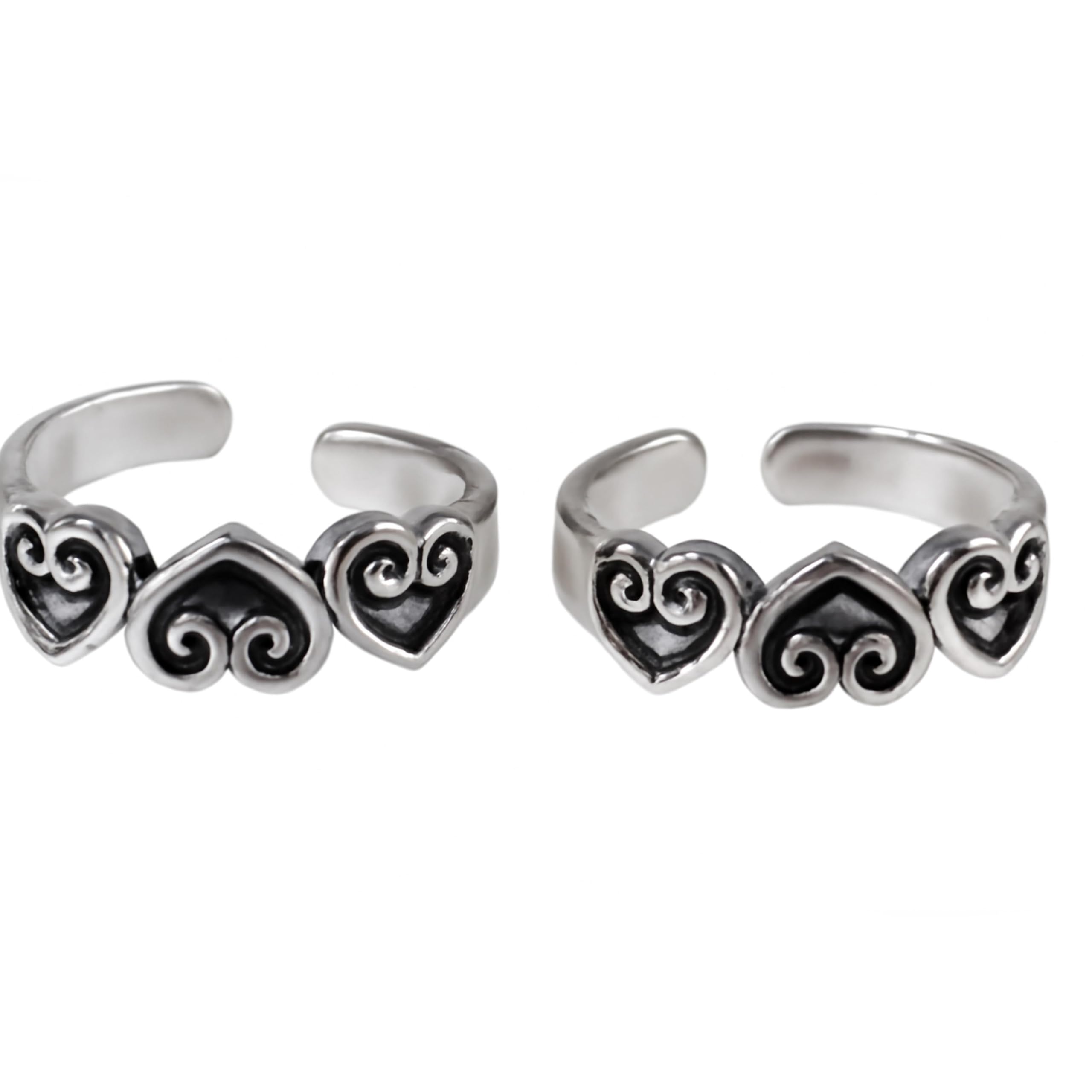 Mini Heart Charm Pure Silver Toe Rings | 925 Authenticity Stamp | Silver Jewellery for Women | Anniversary Gift for Wife-image-14