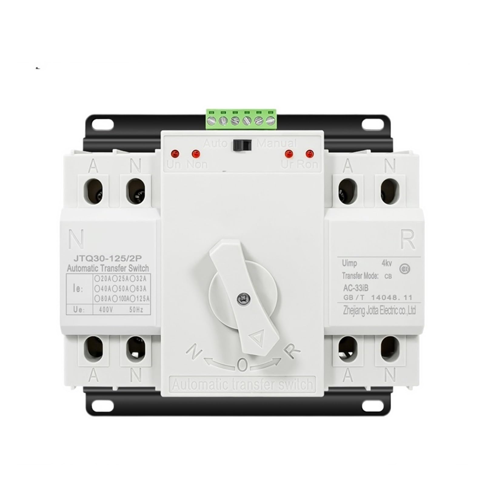 Commutateur de transfert automatique ATS 2P 125A pour disjoncteur MCB double puissance 230V