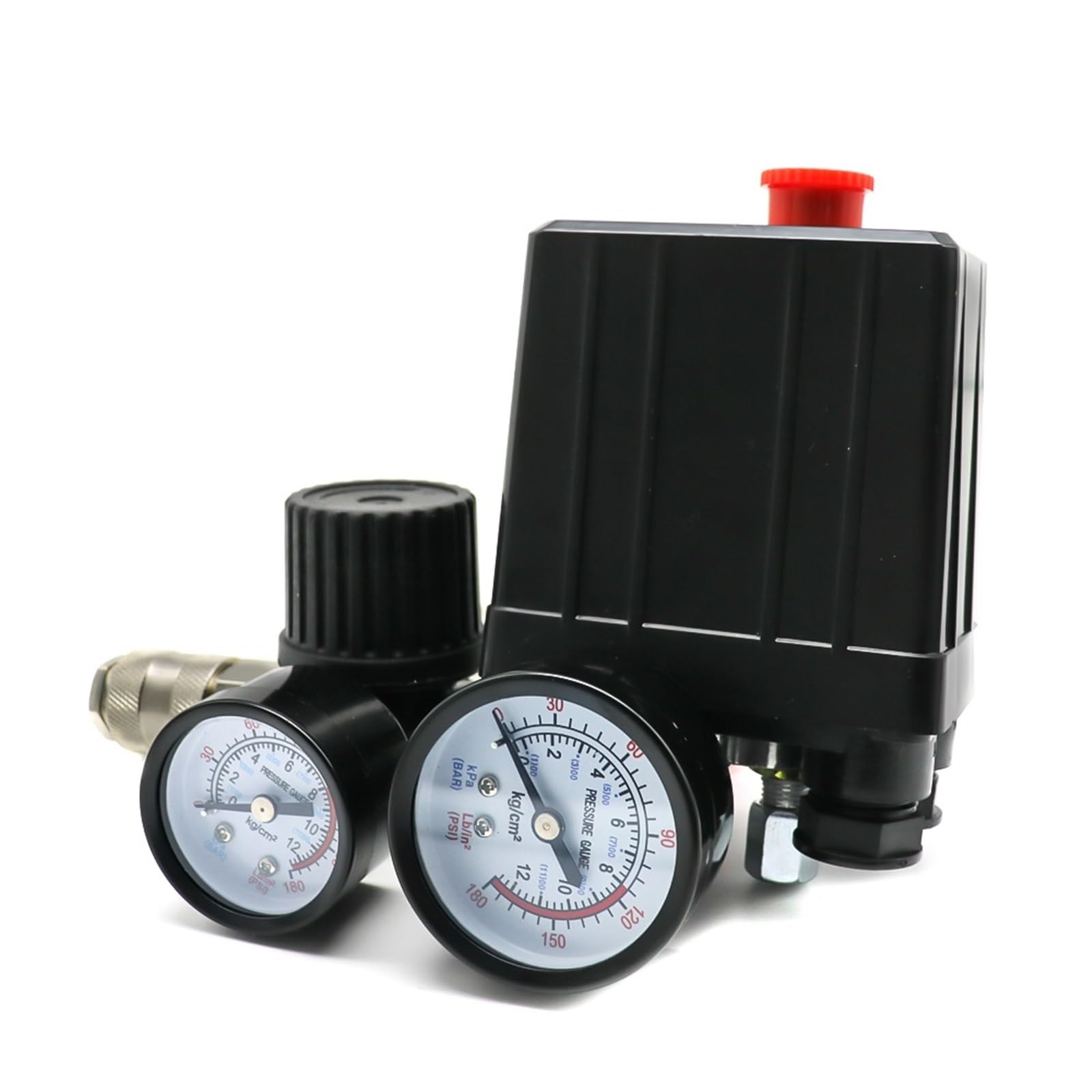 Interruptor de Control presión Bomba compresor Aire, regulador Alivio del colector 4 Puertos, 220V/380V, válvula 30-120PSI con manómetro(380v)