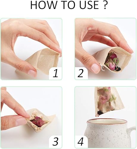 Miniatura 7 de AKOAK - Juego de 100 bolsas de filtro de papel para té, desechables, color primario 8, 3.9in