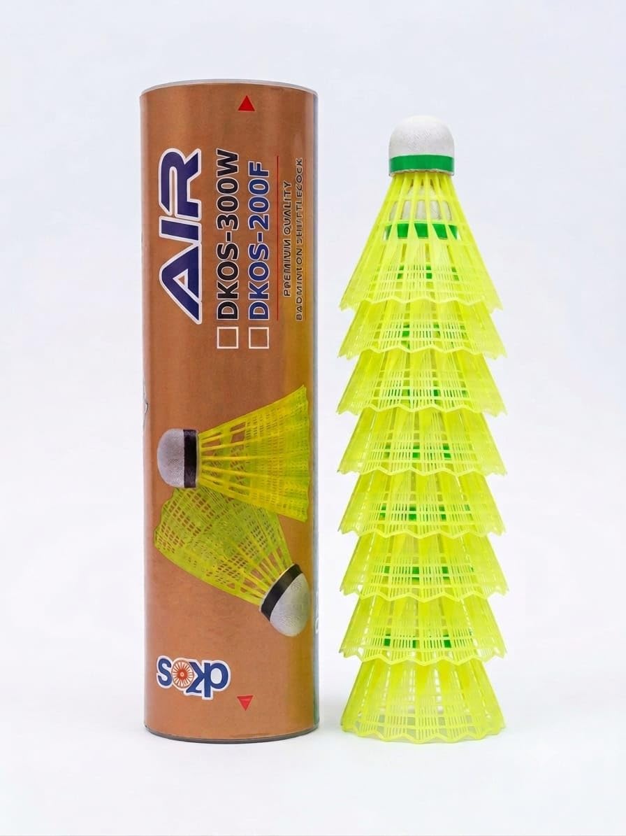 DKOS AIR Badminton Shuttlecock Set of 6 | Nylon Shuttle Cock with Natural Cork Base | High Durability Feather Shuttle for Practice & Tournament Play | Stable Flight, Fast Recovery (Yellow)-picture-31