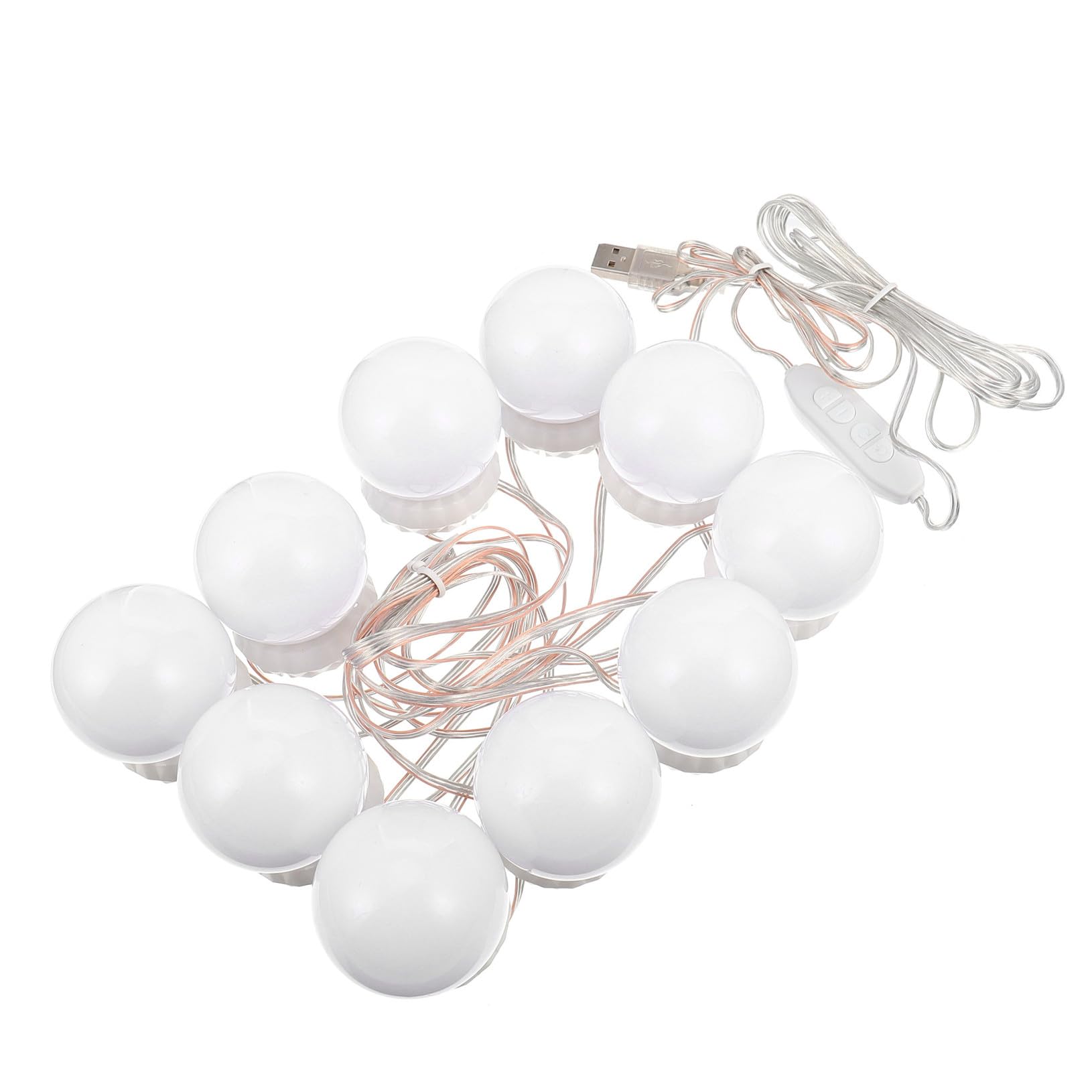 SHERCHPRY 10 Ampoules LED Dimmables pour Miroir de Maquillage avec Installation Adhésive, Lumière Blanche, Matériau Verre et Abs, pour Salle de Bain ou Dressing
