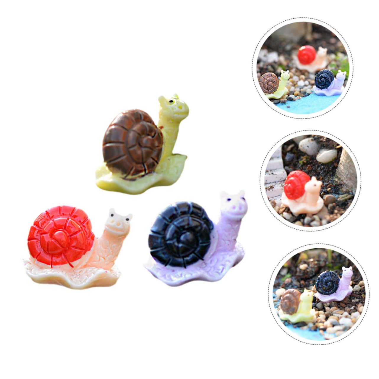 KONTONTY Realistic Snail Figurines Set of 3 Miniature Simulation Snail Ornaments for Garden Decoration and Educational Animal Toy Models for Home and Balcony - Image 3