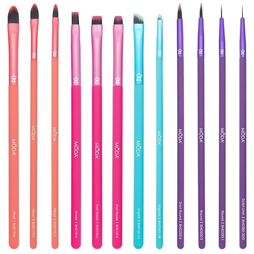MODA Juego de 12 brochas de maquillaje Bold Artistry incluye brochas ovaladas planas anguladas y de líneas