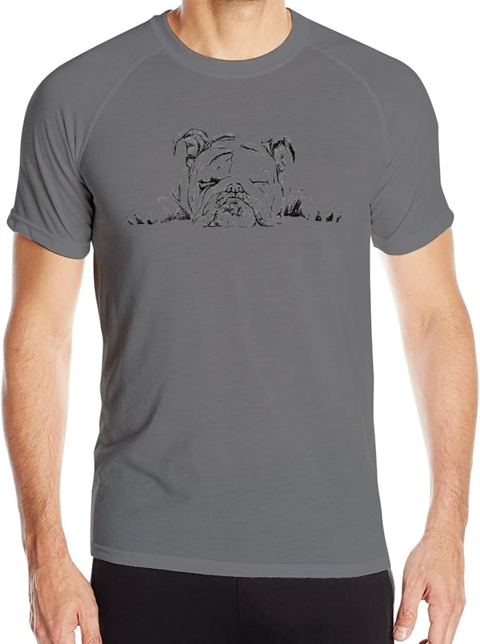 Mens English Bulldog Tie Sporty Style T-Shirts Short Sleeve Athletic