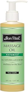 Bon Vital Naturale Massage Oil Made with Natural Ingredients for an Earth-Friendly & Relaxing Massage, Revives and Rehydrates Dry Skin Naturally, with Green Tea Extract, 8 Oz, Label may Vary