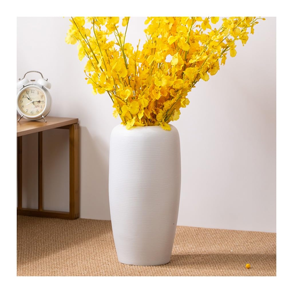 asdchZen Tall Modern Farmhouse Decor Vase For Living Room Large White Floor Standing Vase For Home Decoration With Dried Flower Arrangement 50Cm,White-42cm