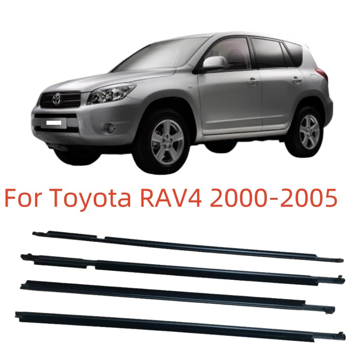 samochodów tapicerka okienna Pasuje do RAV4 2000-2005 Uszczelka okna samochodu Listwa wykończeniowa 4 szt. Uszczelka okna samochodu Czarna