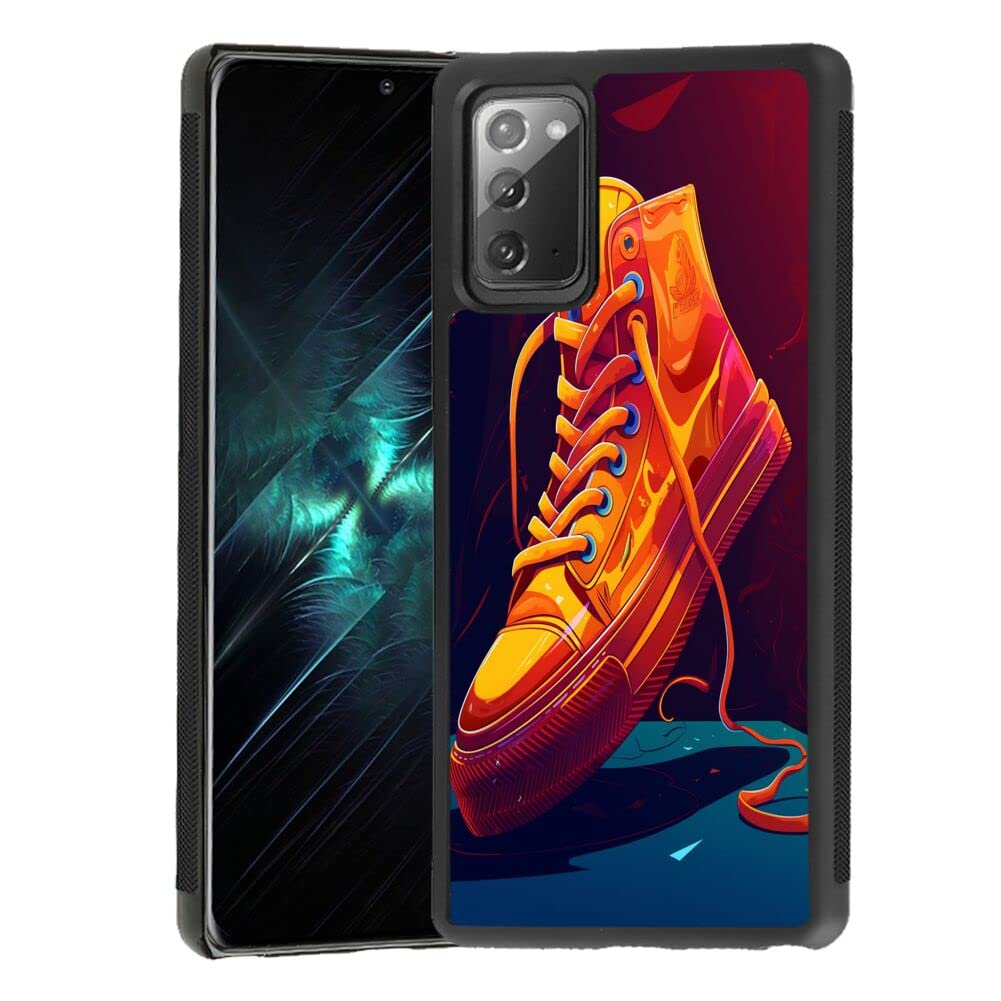 Case Compatible with Samsung Galaxy Note 20 5G Designer Sneaker Shoes Art-10 Pattern Black Rubber Full Body Protection Drop Protection Non-Slip Cover
