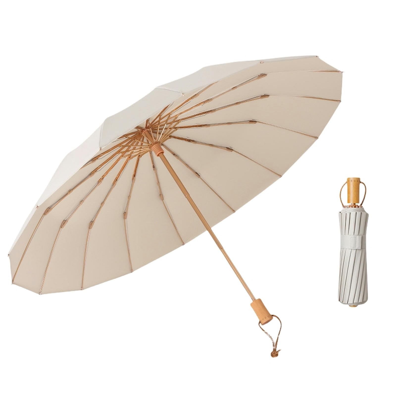 Dayobob Unisex Wutong Rice Umbrella 16-Rib Folding Umbrella Sunshade Umbrella Women's Windproof And Uv-Proof Sunny And Rainy Dual-Use Umbrella-53.5Cmx16k