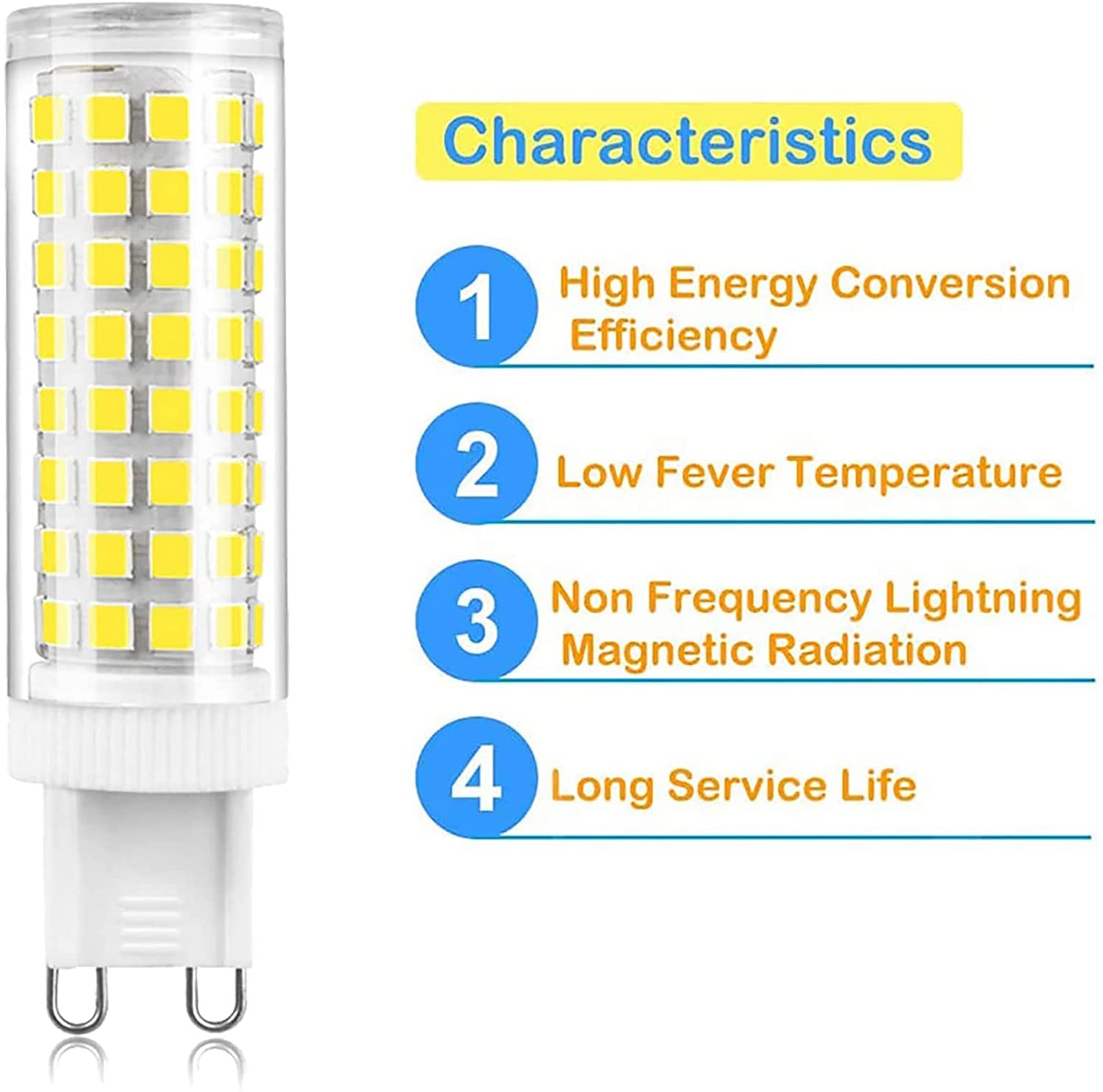 Bombillas G9 LED, Regulable LED G9 10 W equivalente a bombillas halógenas de 80 W, 1000 lm AC 220 V sin parpadeo, lámpara LED G9 para luces de techo, ángulo de haz de 360°,Cold white,10 Pack