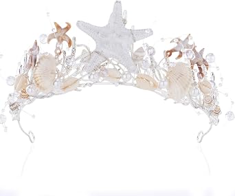 Mermaid Crown Boho Starfish Headpiece - Seashell Crowns with Sea Star for Halloween Costume Beach Wedding Accessories