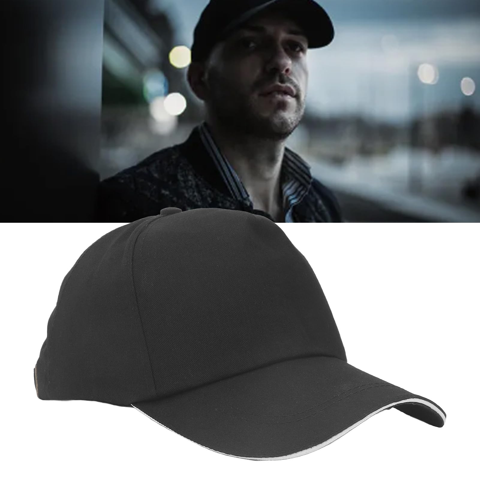 Sichere Anstoßkappe, Verstellbare Baseballmütze, ABS-Innenseite, Atmungsaktive Baumwolle, Leichte Arbeitsmütze, Schwarz, Gepolsterte Anstoßkappe, Industrielle Anstoßkappe