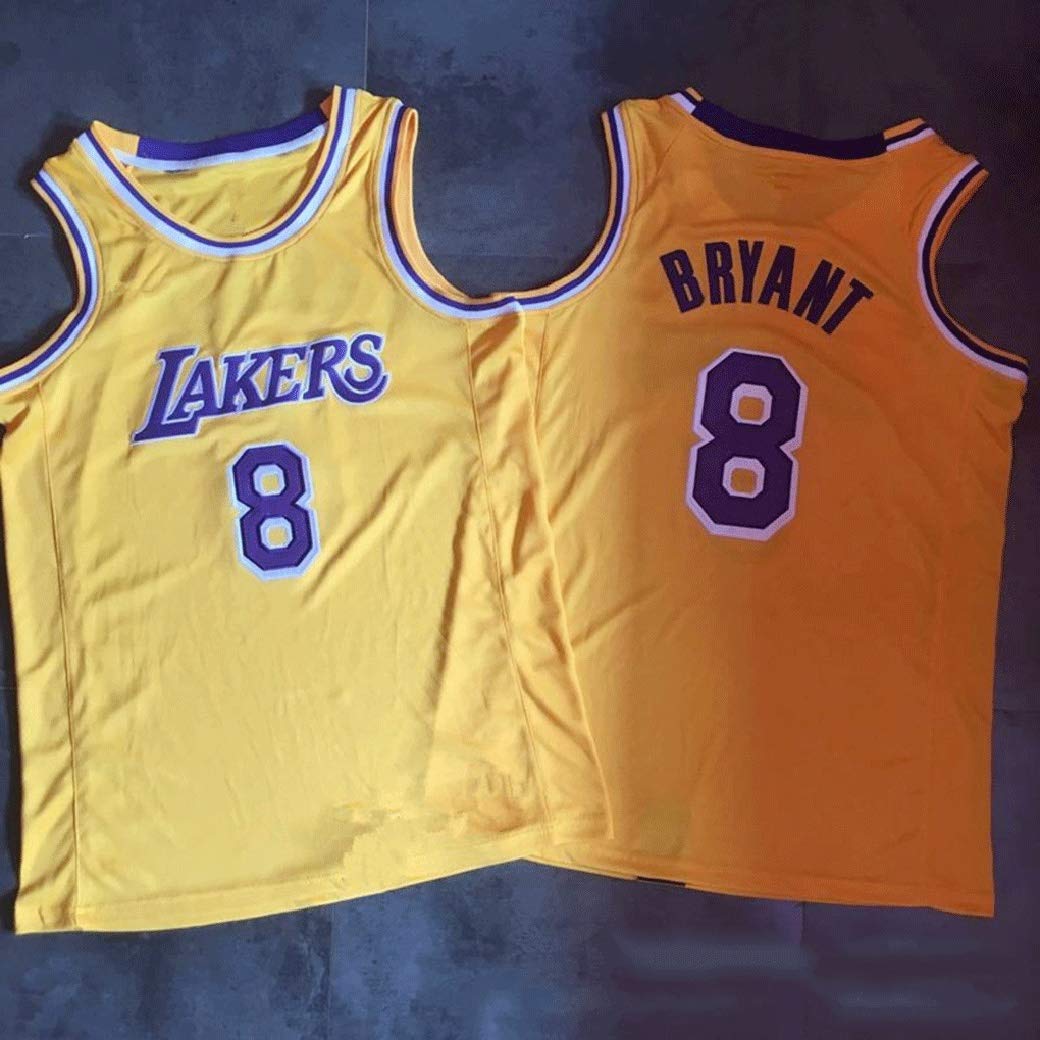 Aojing Men's Basketball Jerseys, Kobe Bean Bryant #8, Black Mamba, Los Angeles Lakers, Yellow Basketball Uniform NBA Swingman