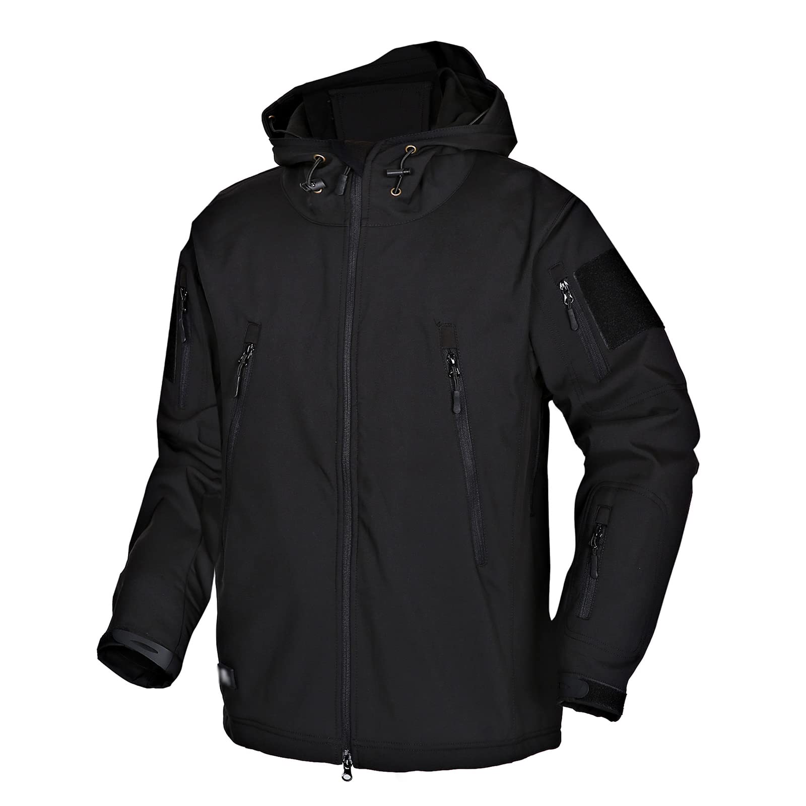 Kinroco Men's Black Tactical Jacket Waterproof Winter Work Jacket Softshell Fleece Jacket With Hood Hunting Jacket(Size:4xl,Color:black)