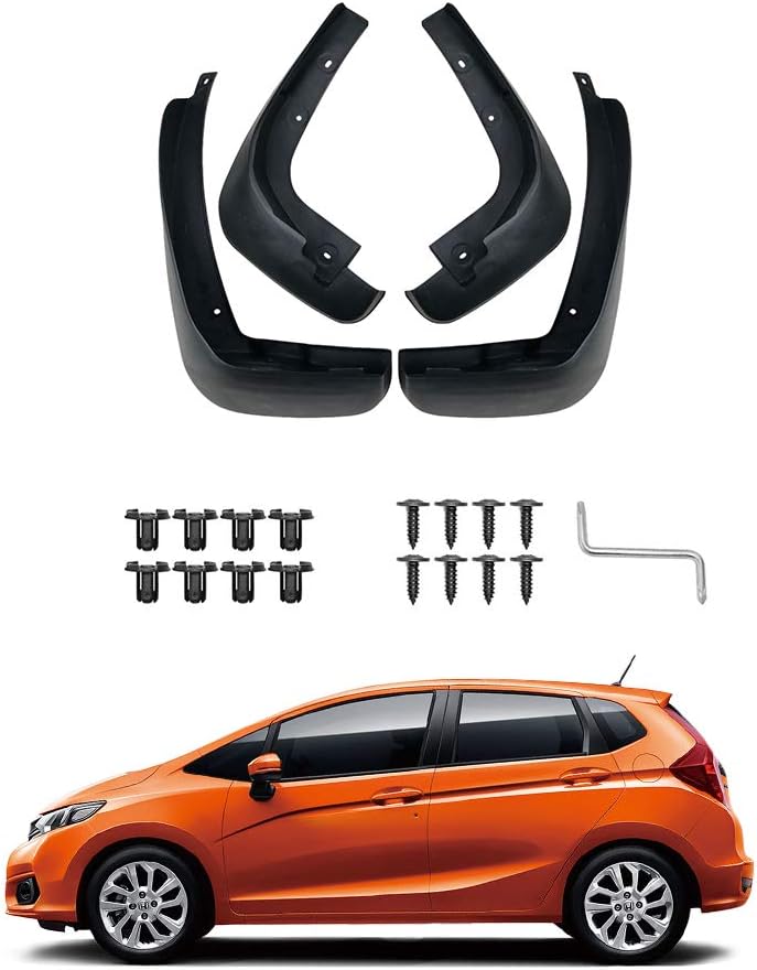 Yolu 4PCS Front Rear Car Splash Guard Mud Flaps with Screws for Honda Fit 2011-2013