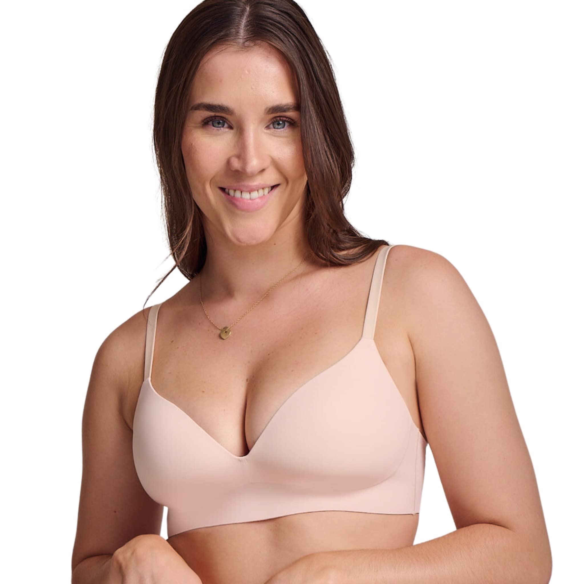 Floatleyto The T-Shirt Wireless Lightly Lined Full Coverage Bra for Women, Seamless Silky Comfort Grip Band