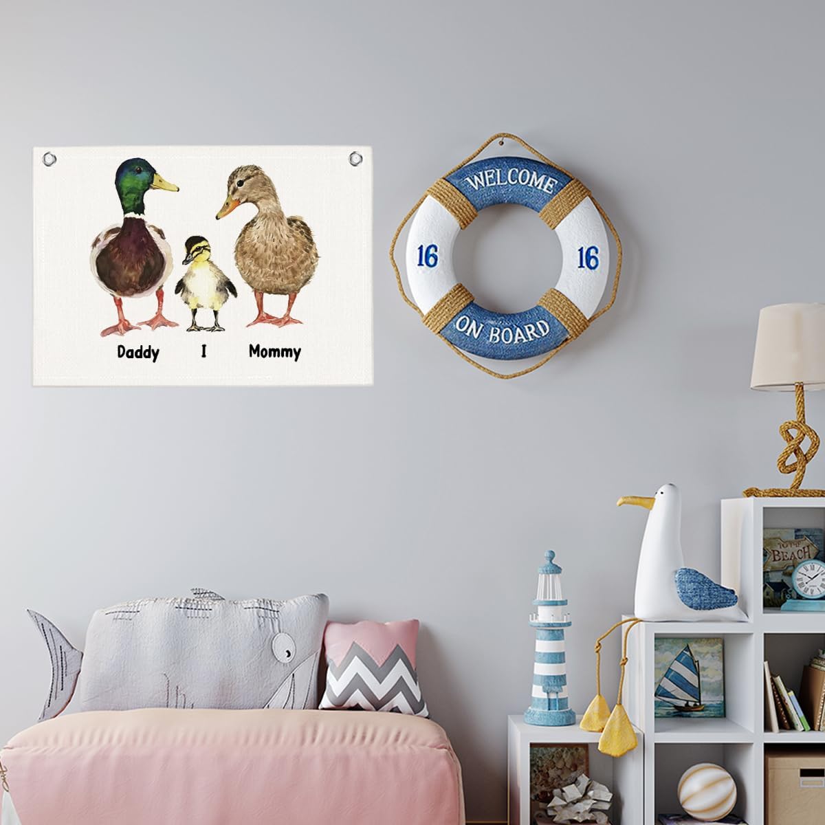 Playroom Wall Decor, Watercolor Mallard Duck Hanging Flags for Nursery image 5
