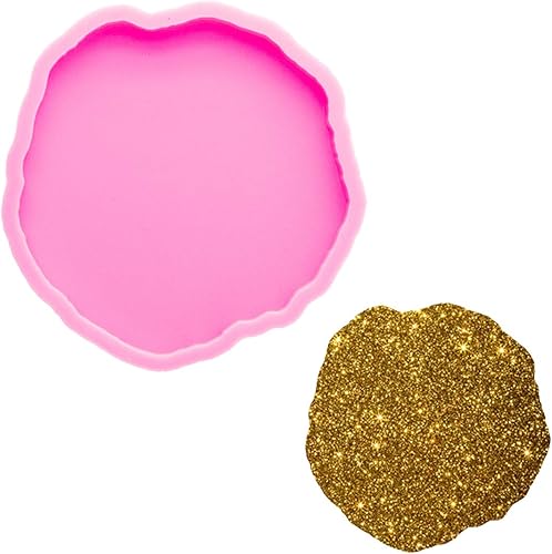 Miniatura 6 de Moldes de posavasos redondos irregulares súper brillantes para fundición de resina de silicona para resina epoxi, moldes para bricolaje de ágata,