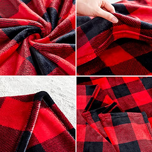 Touchat Fleece Throw Blanket, Buffalo Plaid Flannel Throw Blanket for Couch Sofa Bed, 50'' x 70'' Super Soft Warm Fuzzy… - Image 6