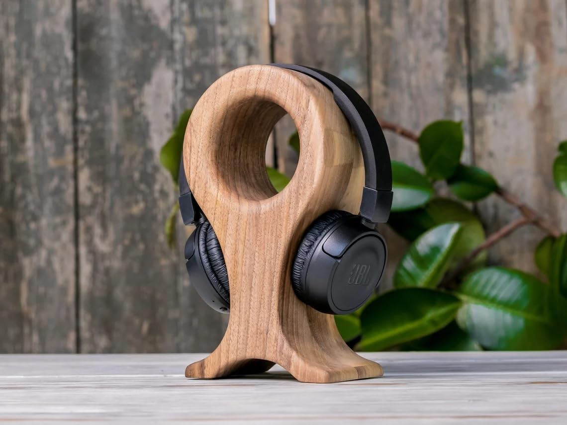 Wooden Headphone Holder for Gamers & Music Headphone Tabletop Stand for Computer Table Desk Organizer Headset Stand Internet Calling, 1 Pcs