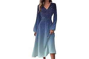 Women's Long Sleeve V-Neck Printed Maxi Dress: A Fashionable Choice for Spring 2023