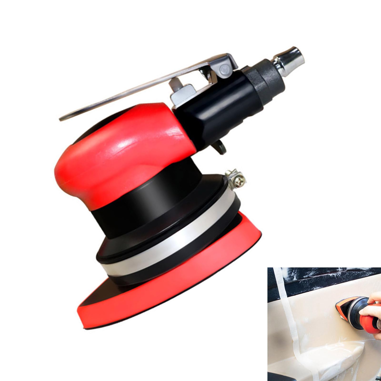 Levigatrice pneumatica industriale da 5" Controllo della velocità variabile con disco a cambio rapido per levigatura e lucidatura metallo/legno/pietra Lijadora Orbital