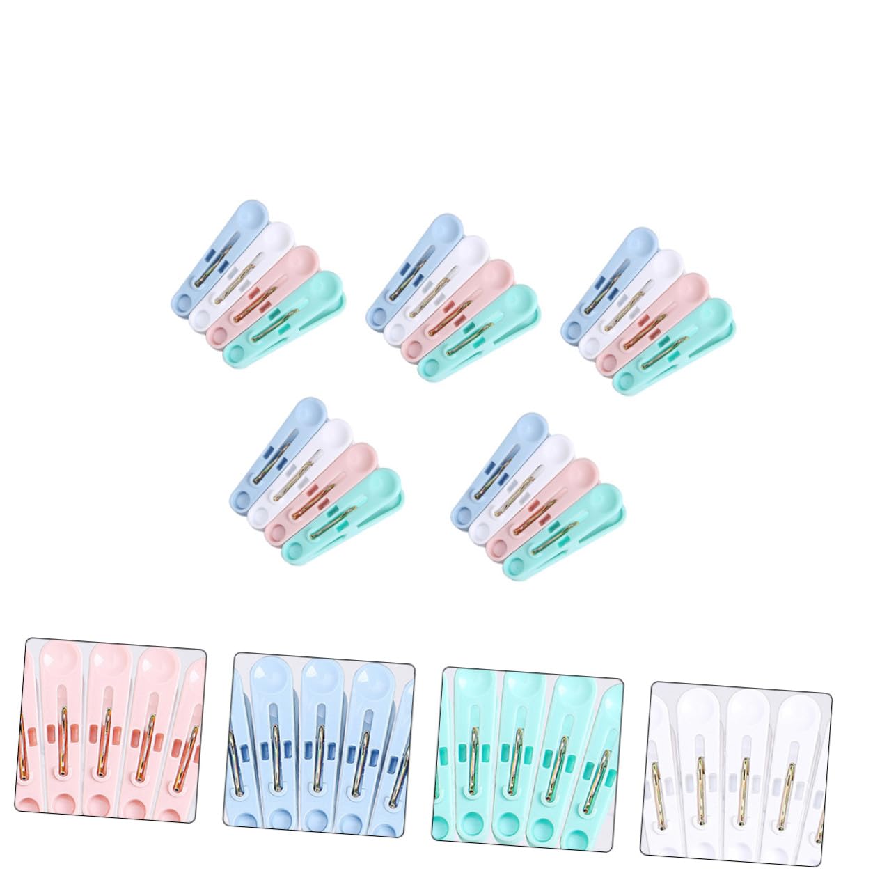ABOOFAN 3 Set Mollette Bucato Antiscivolo Plastica Colorate Clip Per Stendibiancheria Resistenti Al Vento Per Indumenti E Trapunte 100 Pezzi*3