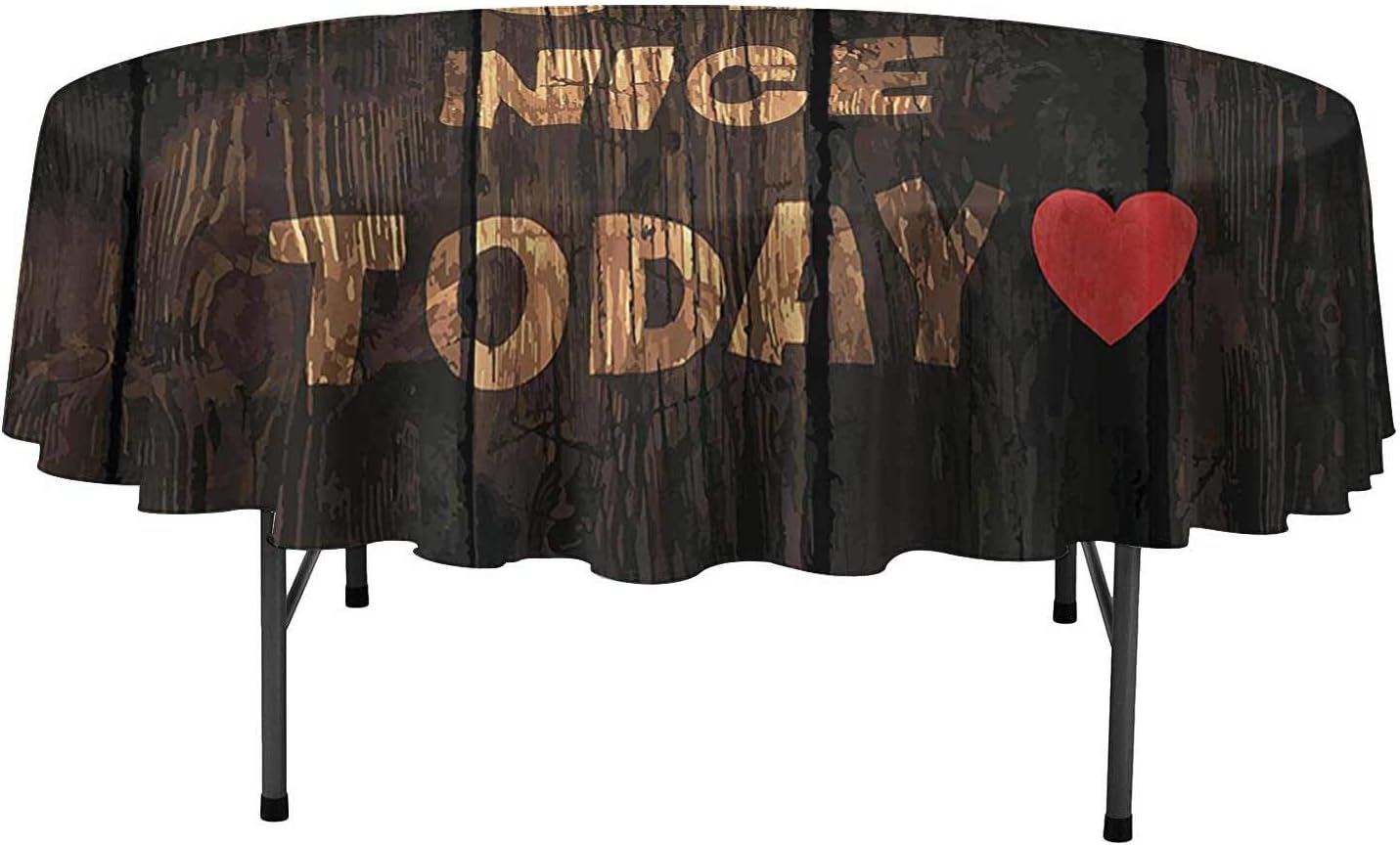 Round Tablecloth Quotes Decor Collection Phrase On Wooden Planks You