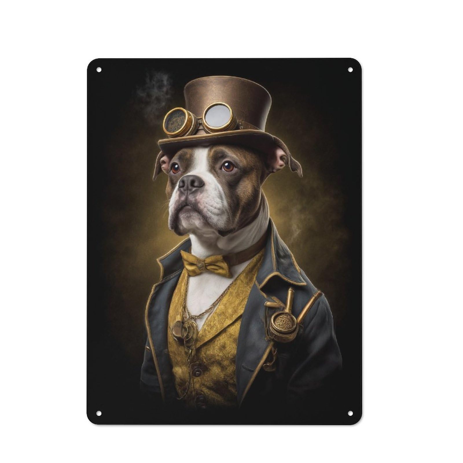 Junmoney Steampunk Dog Portrait Metal Wall Plaque 40X30cm, Everyday Small Space Decor For Flat, Dorm Room, Lounge Or Cafe
