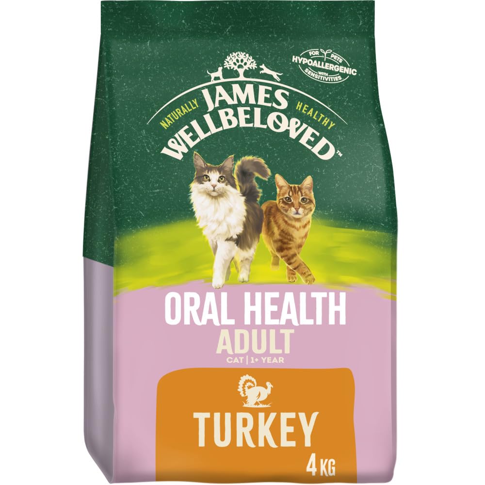 James Wellbeloved Adult Oral Health Turkey 4 kg Bag, Hypoallergenic Dry Cat Food