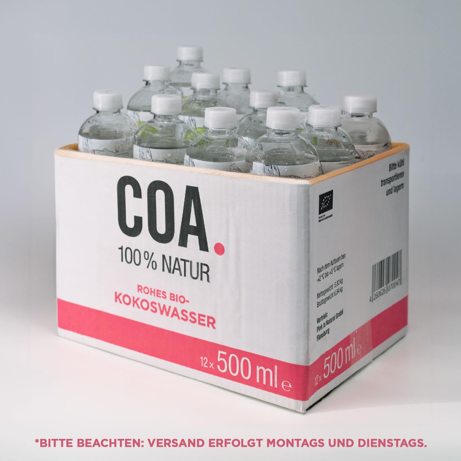 Bio-Kokoswasser 12x500ml Unbehandelt Vegan Glutenfrei Isotonisch