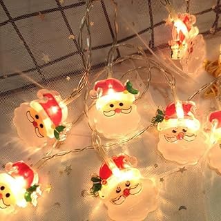 LEDイルミネーションライト 電池式 20球 3m ストリングライト ハロウィン用 誕生日用 クリスマス用 パーティー飾り おしゃれ 電球色 飾り付け 電飾 室内 寝室 庭 点灯 点滅 (サンタ)