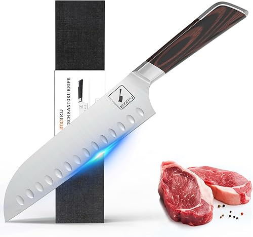 imarku Cuchillo de chef de Damasco, cuchillo Santoku de cocina súper afilado de 7 pulgadas, cuchillo de cocina japonés forjado de acero en polvo disponible en Yaxa Venezuela