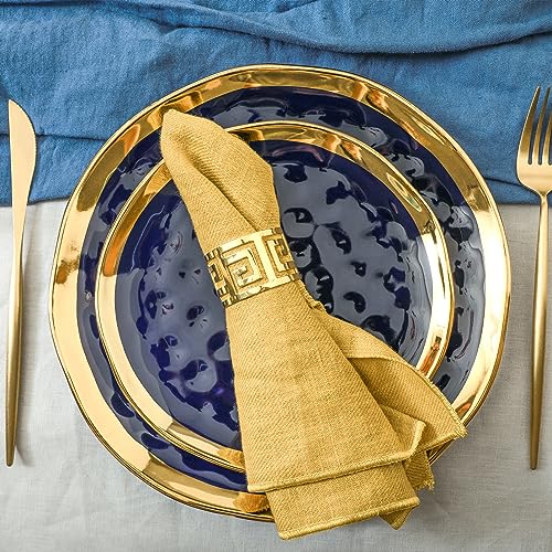 Stone-Lain-Porcelain-16-Piece-Dinnerware-Set-Service-for-4-Blue-and-Golden-Rim-Dark-Blue