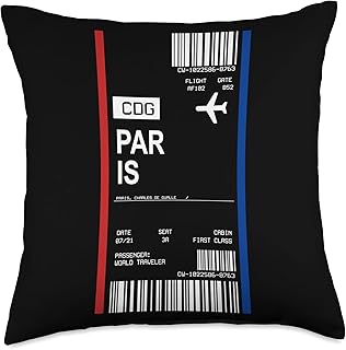 Board Ticket Boarding Pass Paris Airport Flight Passenger Throw Pillow