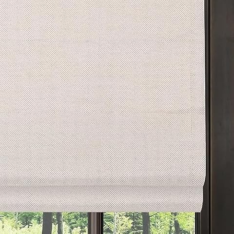 DEJAVU Beige Cordless Roman Shades for Windows, Custom Lined Blackout Fabric Roman Window Shades for Bedroom, French Doors, Kitchen Windows, Easy to Install Cover