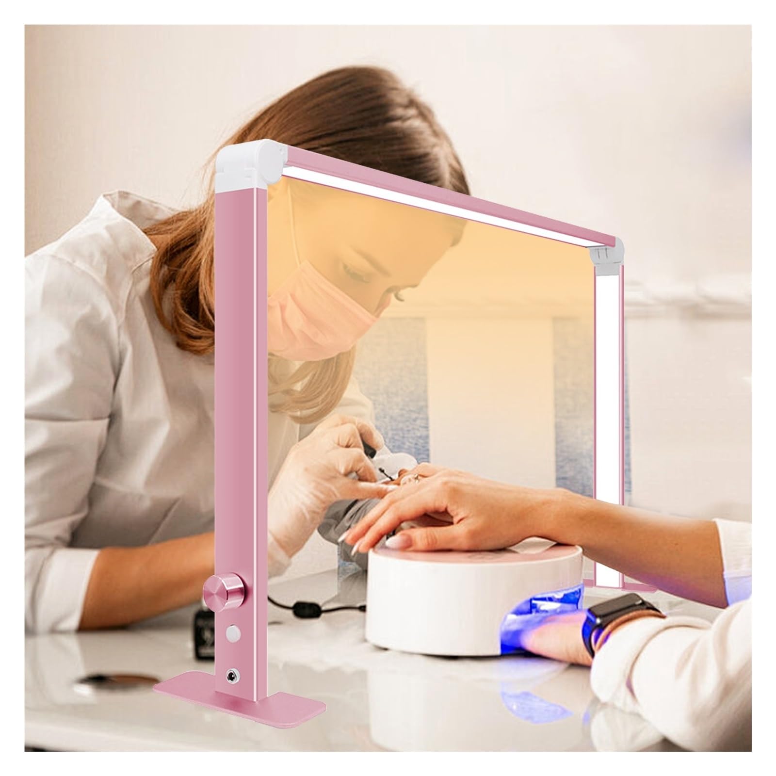 WEISHIDAI Ulepszony Półksiężyc Lampa Biurkowa Nails Dla Profesjonaliści, Kwadrat Lampka Do Manicure Do Paznokci, Składana Bezcieniowa Lampa Stołowa LED Lampa Stołowa, Beauty Light (Size : Pink)