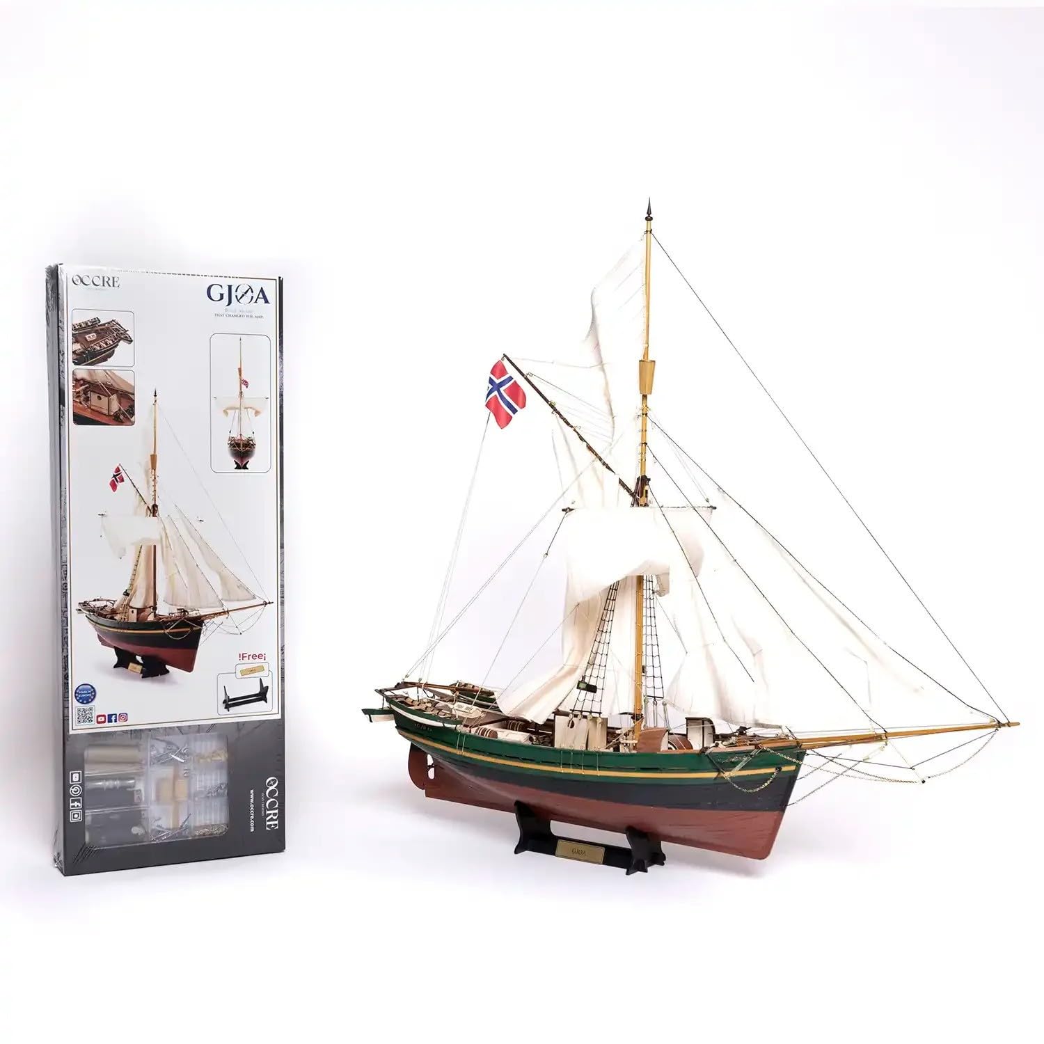 Occre Gjøa 12016 Modellbausatz Schiff aus Holz, Maßstab 1:45, Segel inklusive, Kit aus Holz und Metall zum Bauen, 725 x 665 x 295 mm