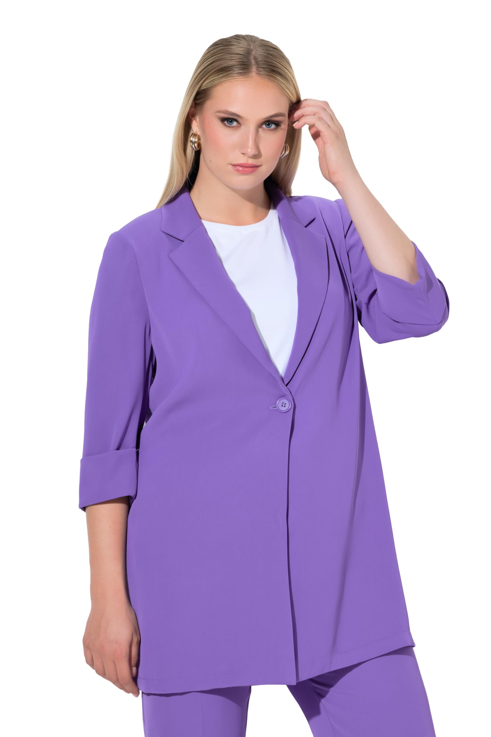 Ulla Popken Damen große Größen Übergrößen Plus Size Blazer, Reverskragen, Seitenschlitze, 3/4-Arm 836165