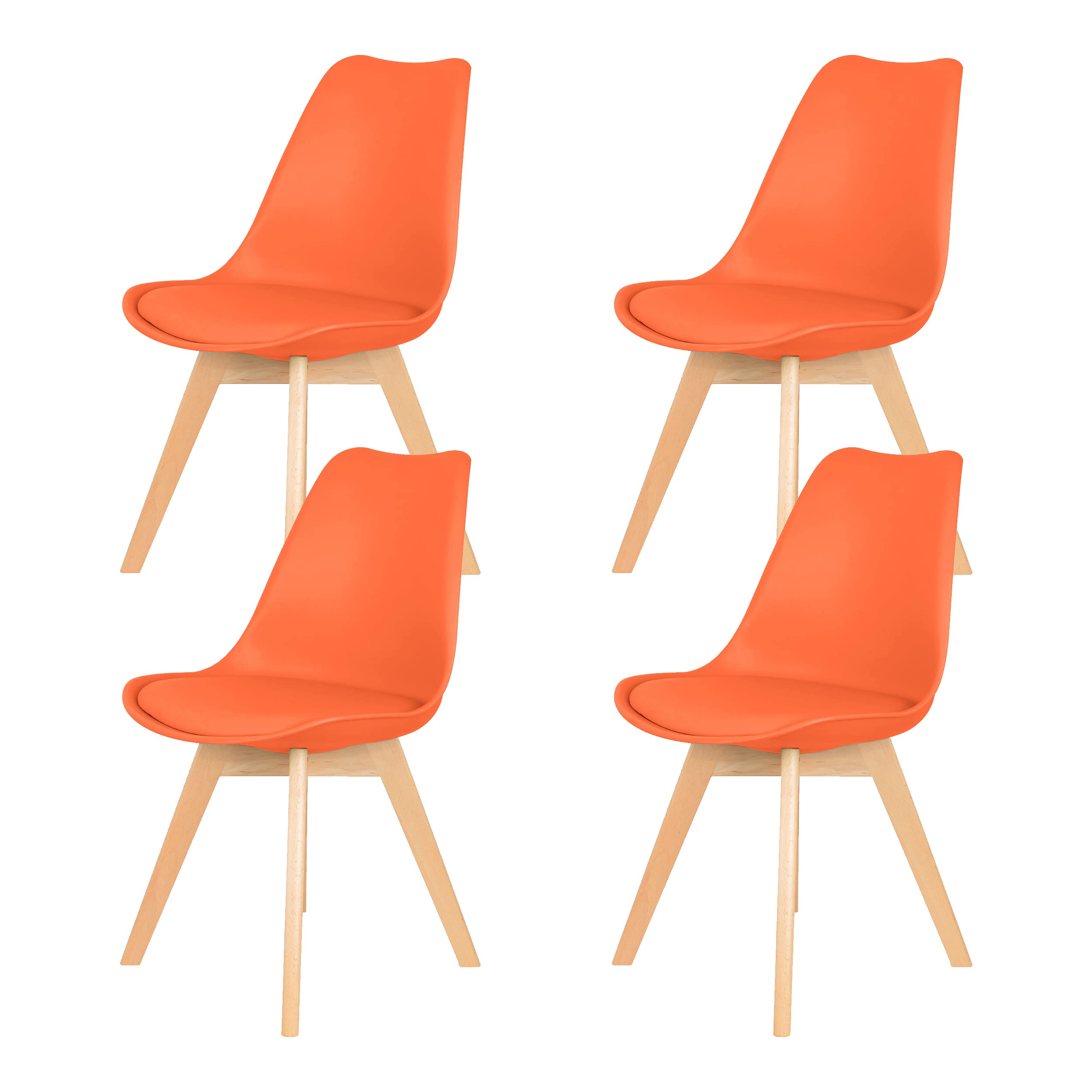IHANA Dining Chair with Cushioned Pad Seat & Solid Beech Wood Legs for Mid Century Modern Dining Room Living Room Bedroom Kitchen & Lounge