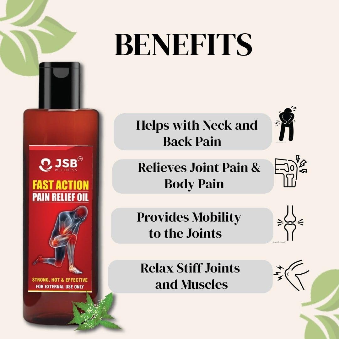 JSB Joint Pain Oil For Fast Action Relief - For Knee, Back, Neck Pain - 100ML - Remains Hot Upto 10Hrs - Swelling & Joint Inflammation Relief - Ayurvedic Herbal Oil - Muscle Relief - 100% Natural 3