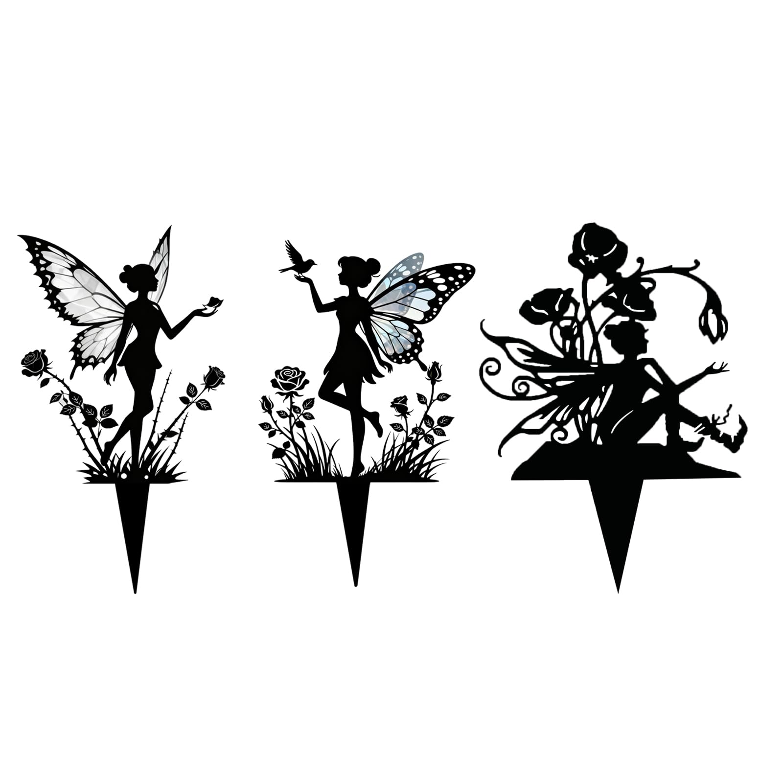 JGZTJXNK Garden fairy metal decoration, suitable for decorating courtyards, flower pots, lawns, and flower beds, also a great gift (Fairy-black-#5) — image 1